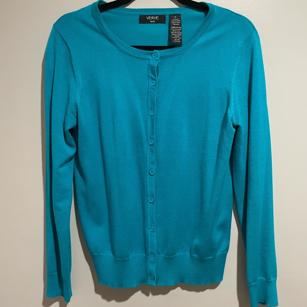 Teal Button-Up Cardigan